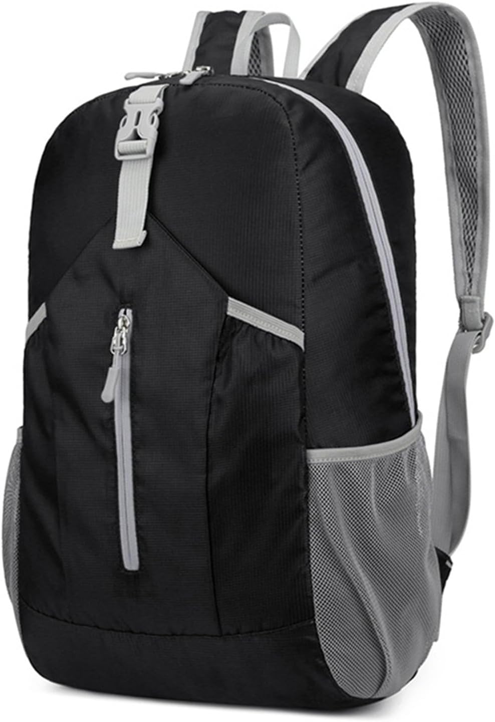 Hiking Daypack Portable Foldable Backpack, Large Capacity Shoulders Bag for Travel, Camping, Mountaineering (Black)